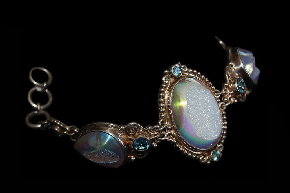 Sterling, Blue Topaz & Crystal Druzy bracelet - Bracelets